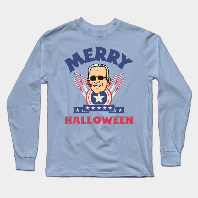 Merry Halloween - Joe Biden Funny Confused Happy 4th of July Long Sleeve T-Shirt by Etopix